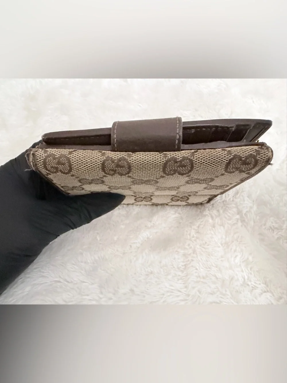 Gucci Brown Beige GG Canvas Bifold Wallet - Picture 9 of 13